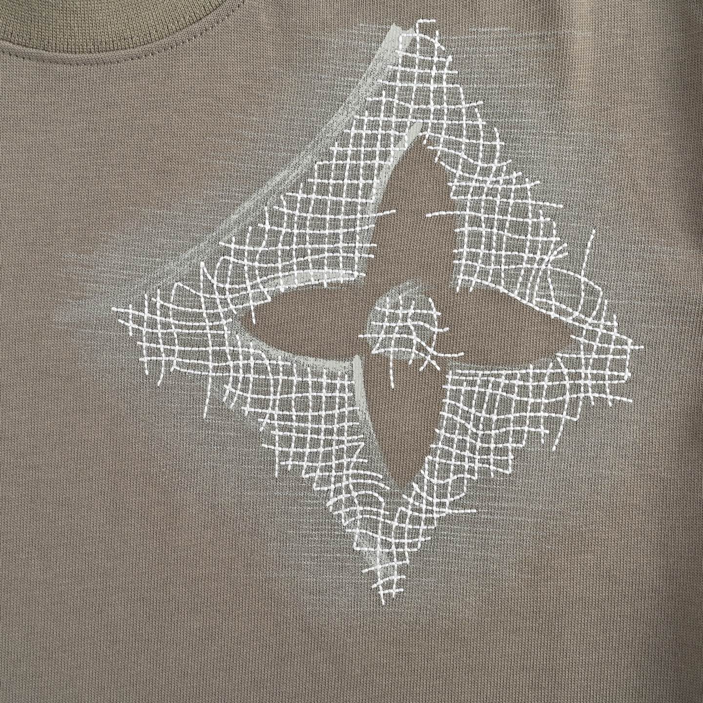 Louis Vuitton 25ss pencil hand-painted large logo monogram embroidered short sleeve