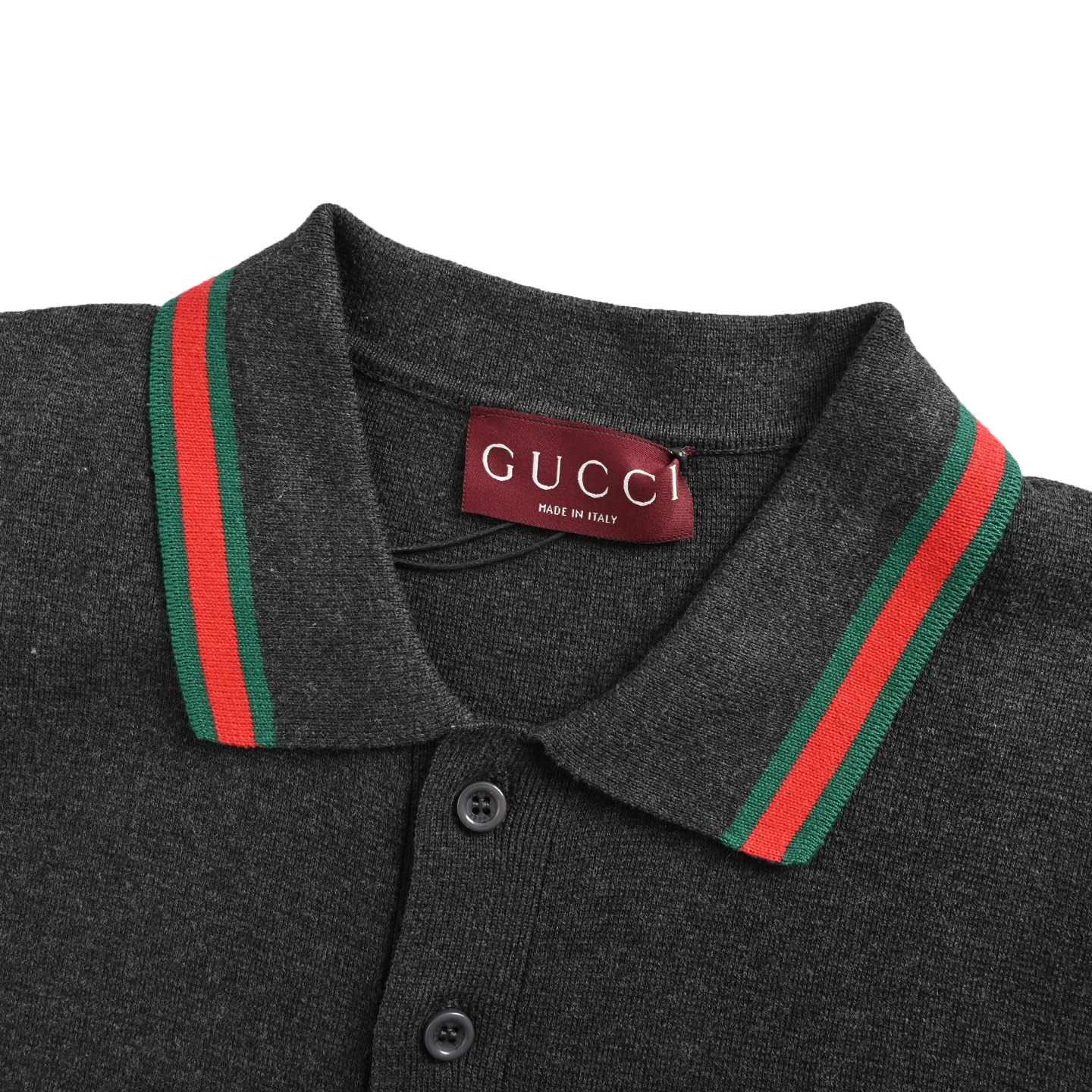 Gucci 25ss red and green jacquard collar knitted Polo short sleeve