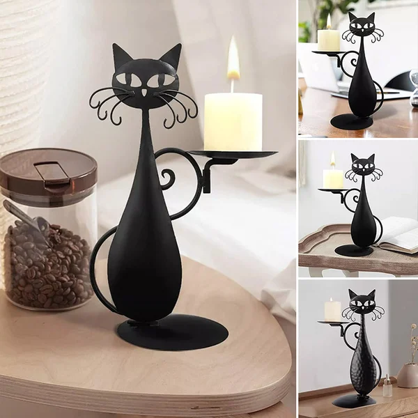 (🔥Last Day Promotion-SAVE 60% OFF)-Black Cat Candle Holder-BUY 2 FREE SHIPPING
