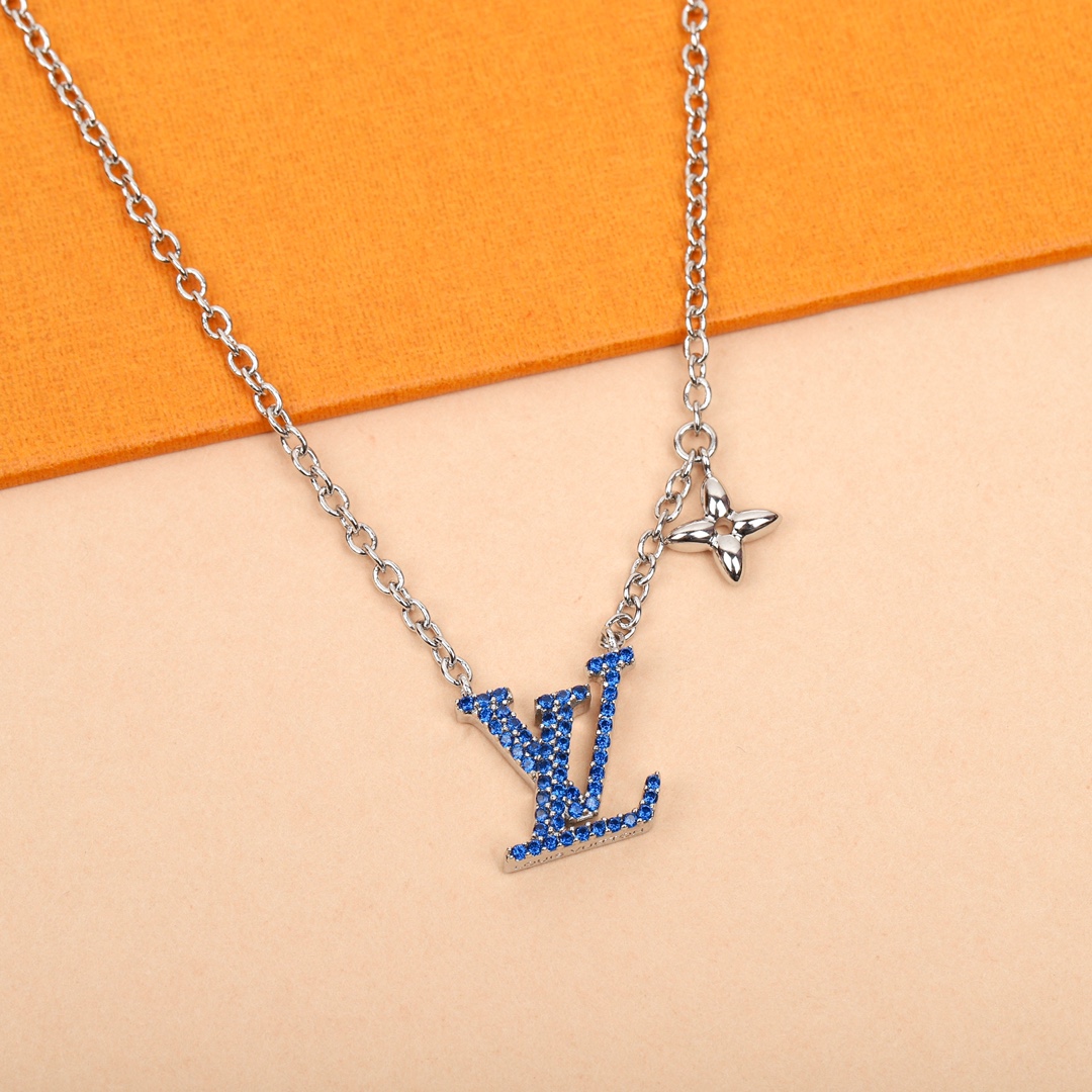 Louis Vuitton logo diamond necklace