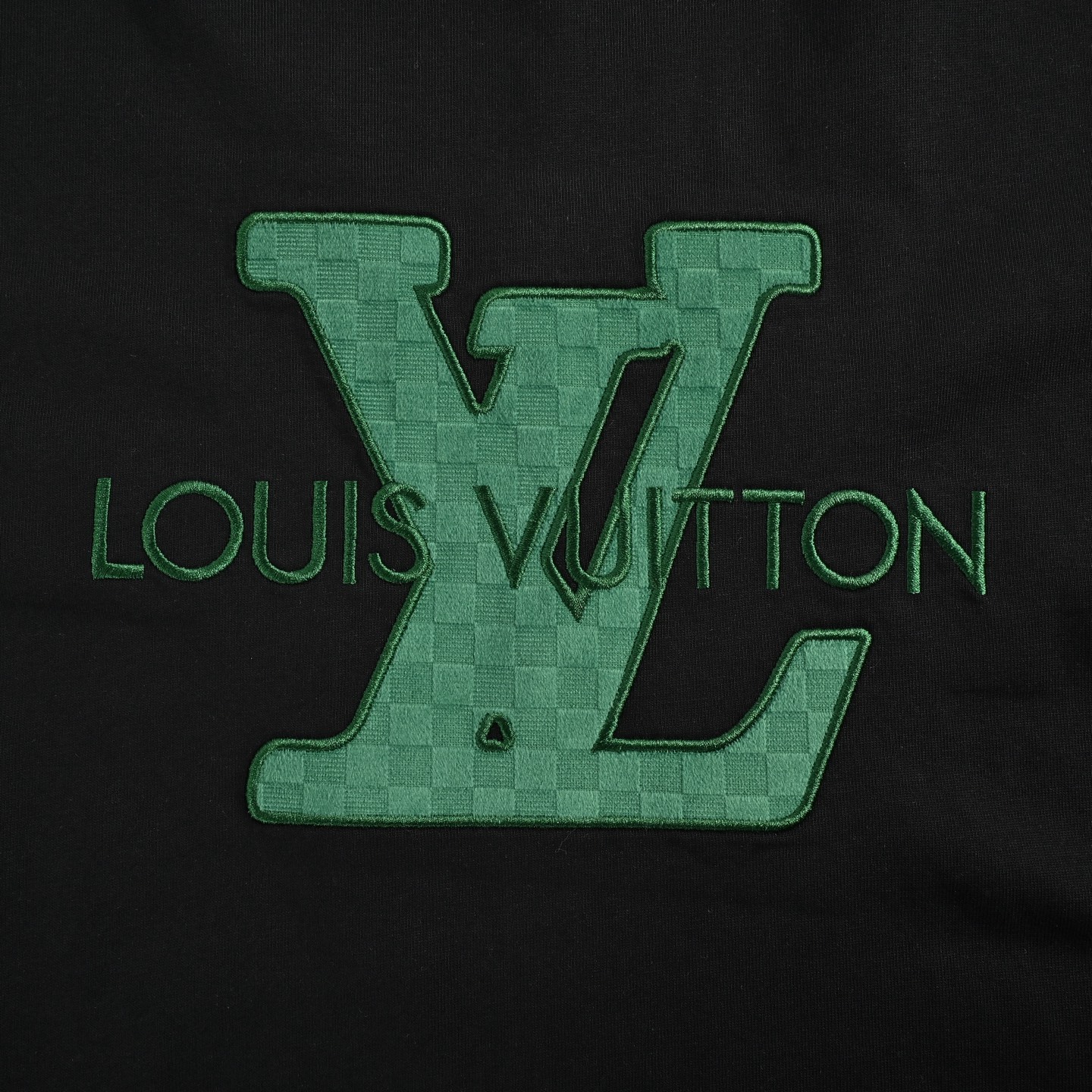 Louis Vuitton 25ss green patch letter embroidered short sleeve