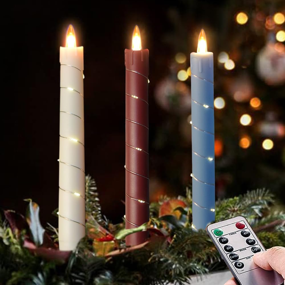 💥ON SALE💥3-Pack LED Flameless Candle With Embedded Star Light String, Button Remote Control✨