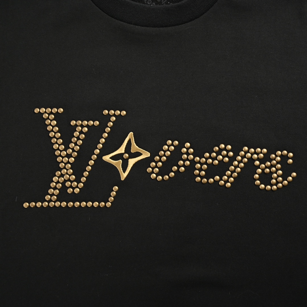 Louis Vuitton 24Fw hot-studded crew neck sweatshirt