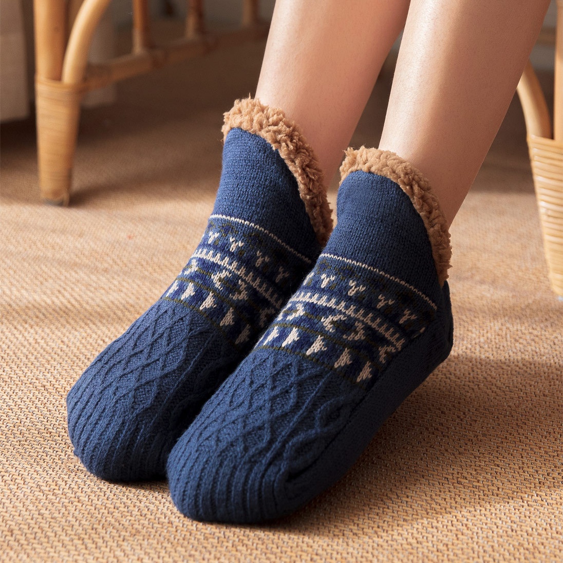 🎅2024 Christmas Promos🔥Cozy Non Slip Knitted Slipper Socks