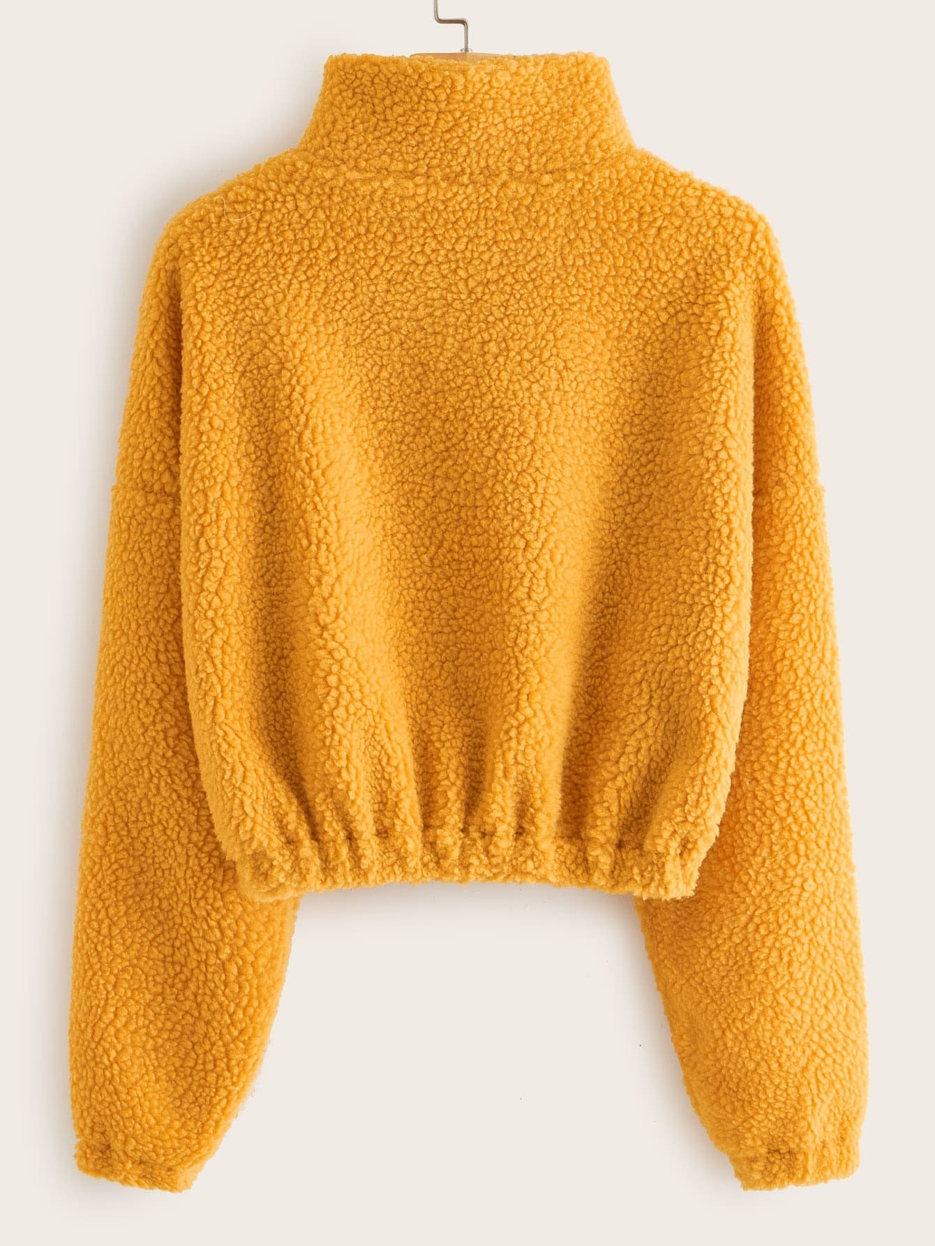 Half Placket Drop Shoulder Teddy Sweatshirt
