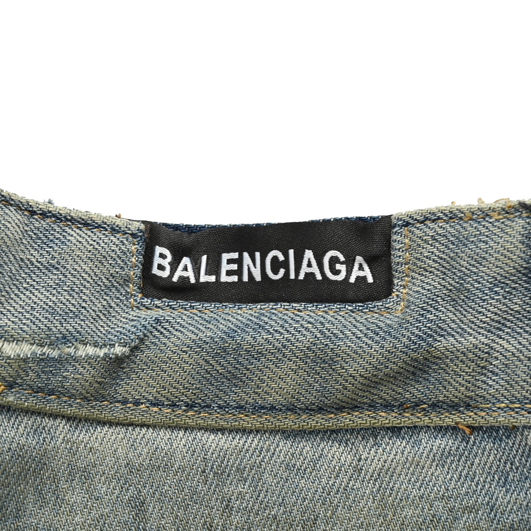 Balenciaga Destroyed Mud-dyed Jeans