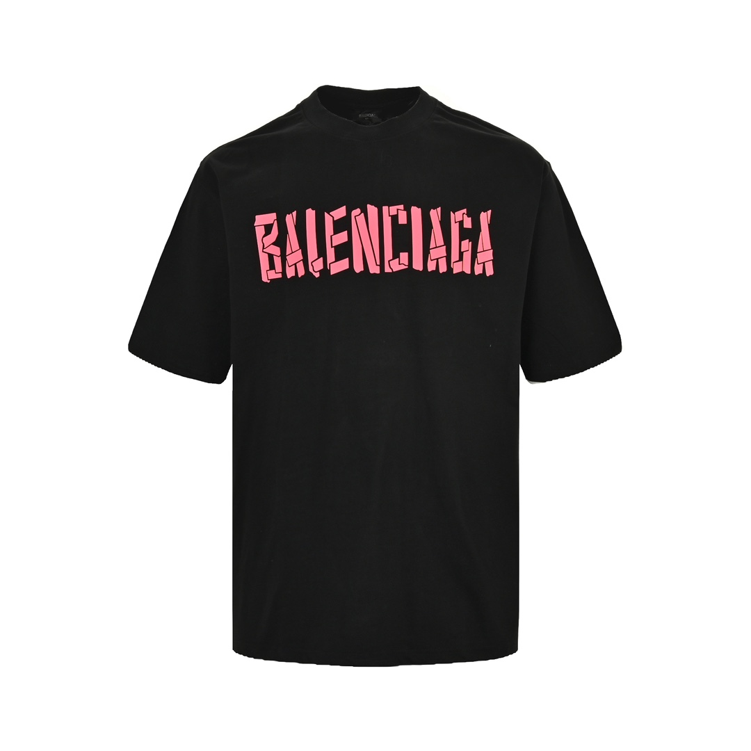 Balenciaga 24ss silicone rubber strip logo short sleeve
