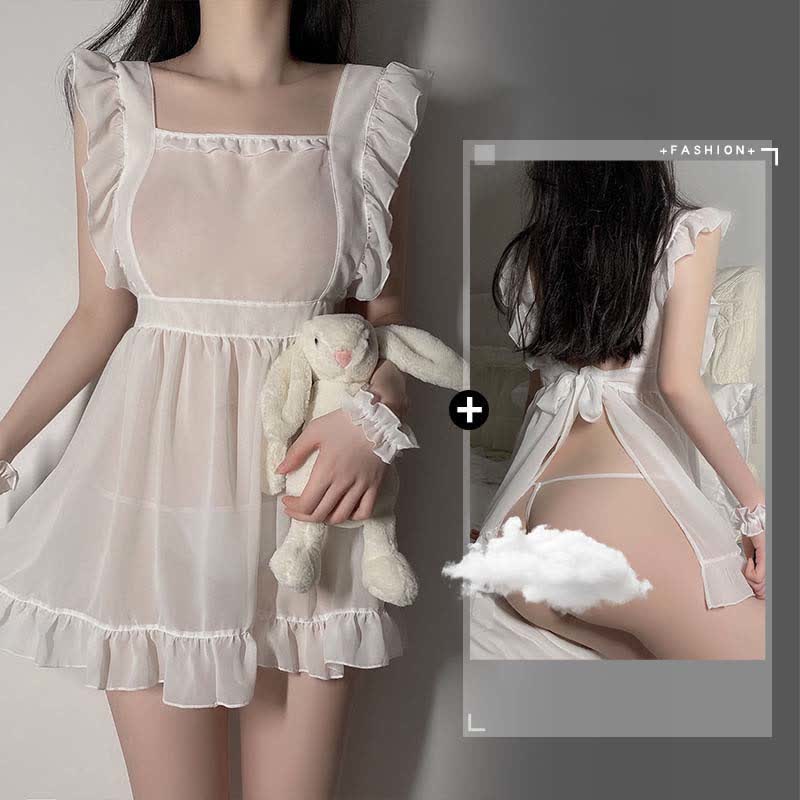 Cosplay Maid Backless See Through Lingerie Dress