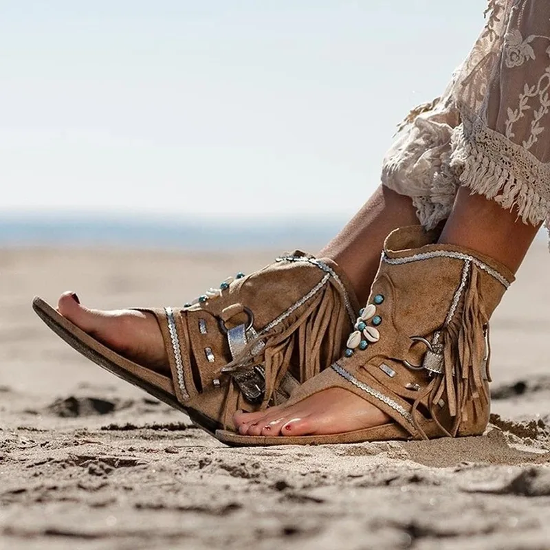 ❤️Mother's Day Sale 50% OFF❤️Women's BohemianFringed Toe Flat Sandals
