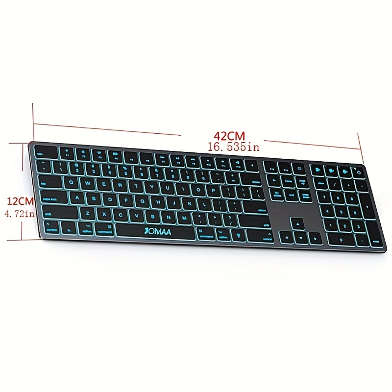 JOMAA BT Keyboard LED Backlit Wireless Keyboard Rechargeable Keyboard For  PC IPad Laptop