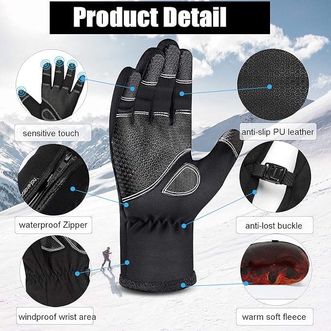 ❄️ Early Winter Sale 49% off ❄️🧤Winter zipper touch screen windproof warm waterproof gloves