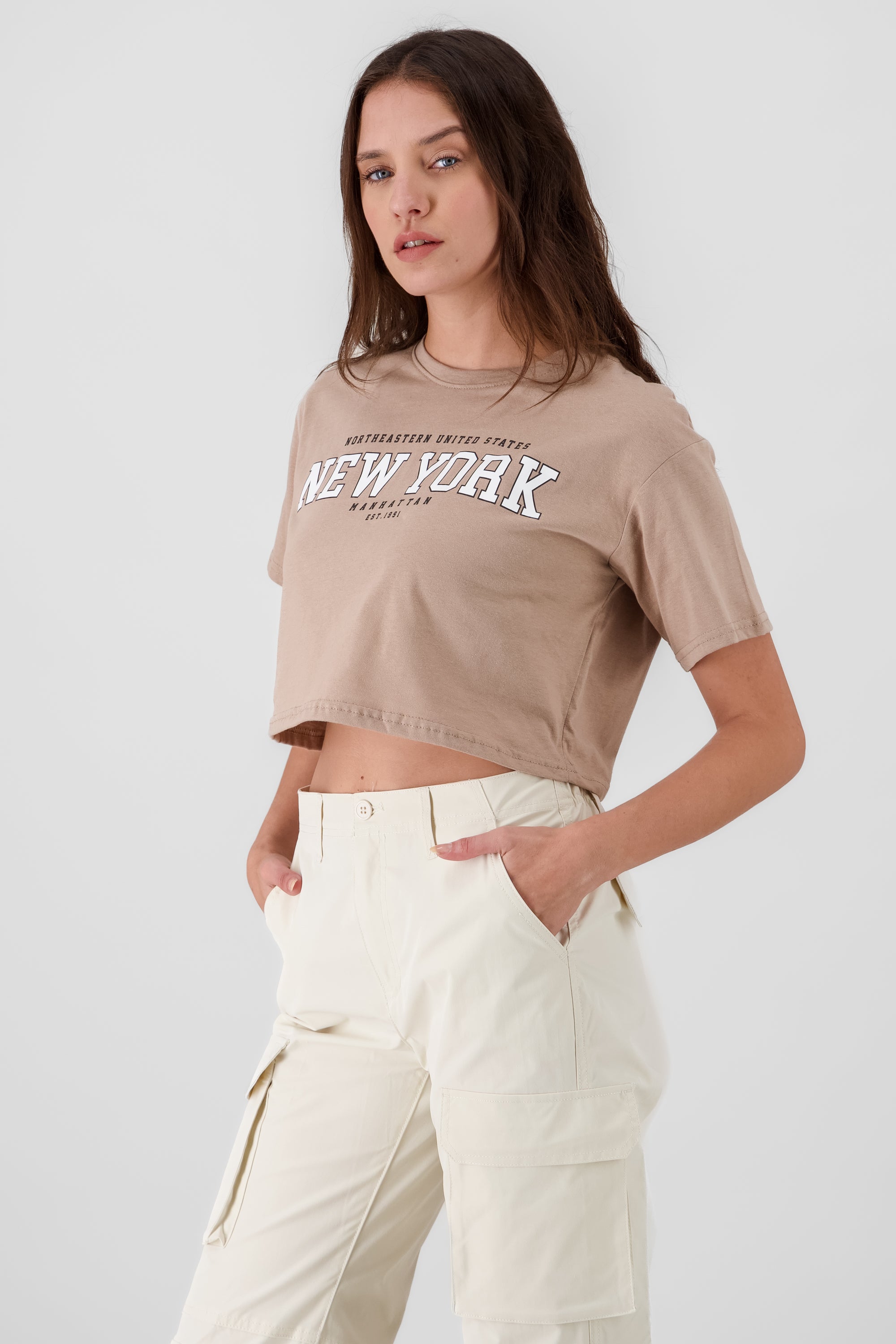 New York print crop top
