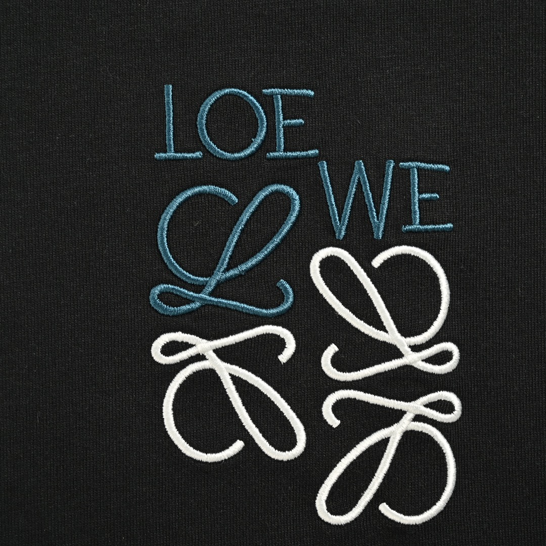 Loewe 24Fw offset embroidered logo long-sleeved T-shirt