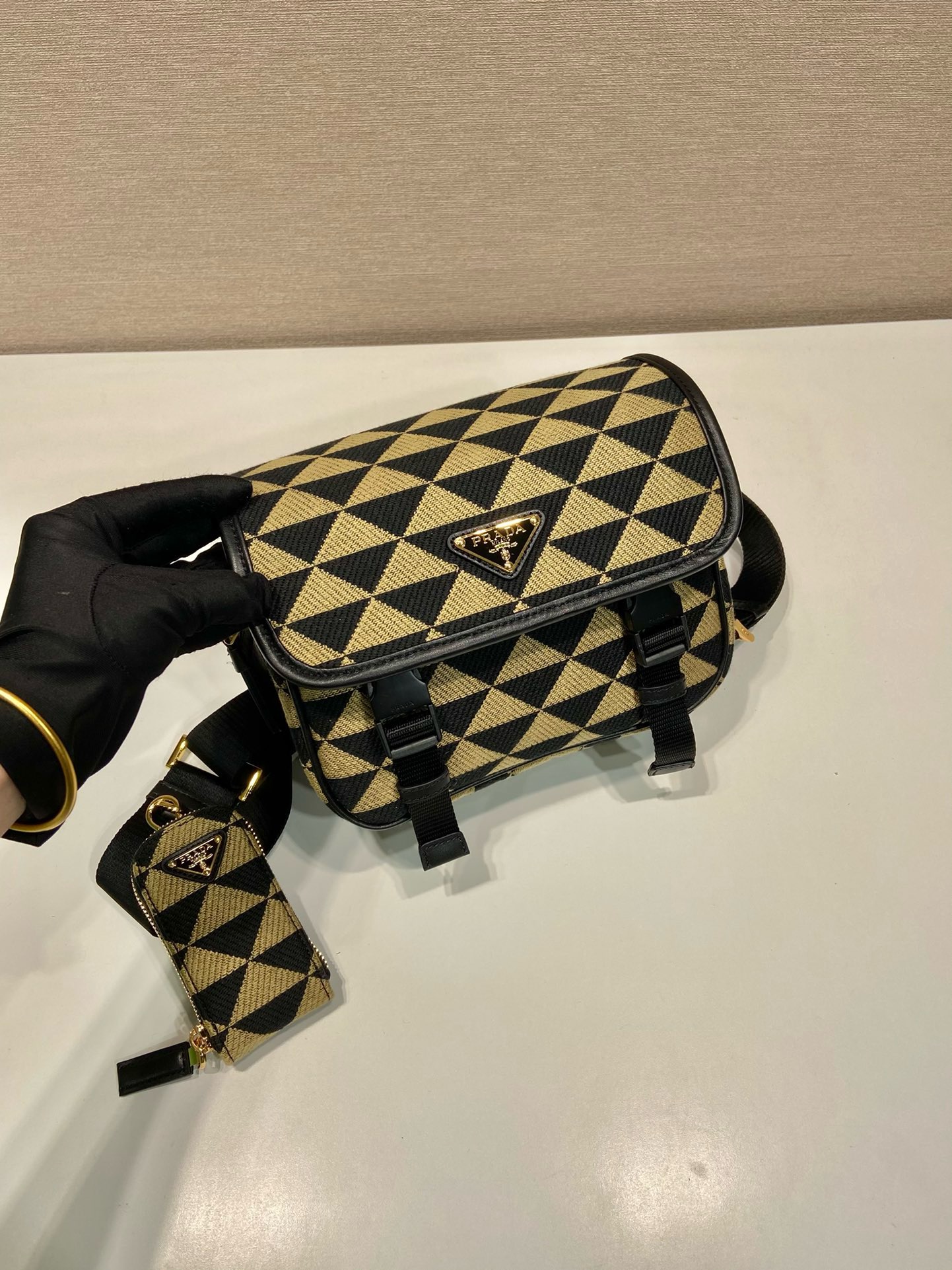 Prada Embroidered Fabric Messenger Bag 2VD034