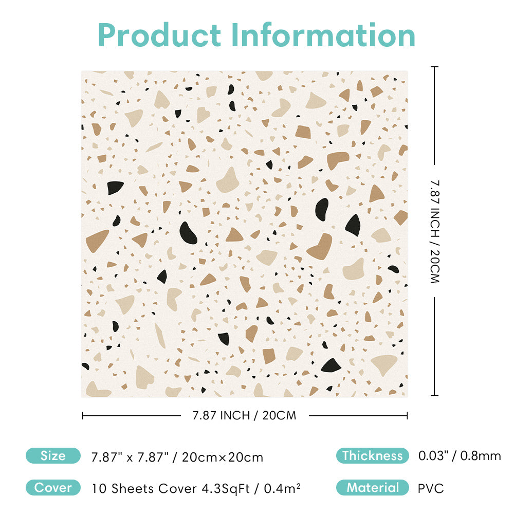 Terrazzo Peel and Stick Vinyl Floor Tile Sticker