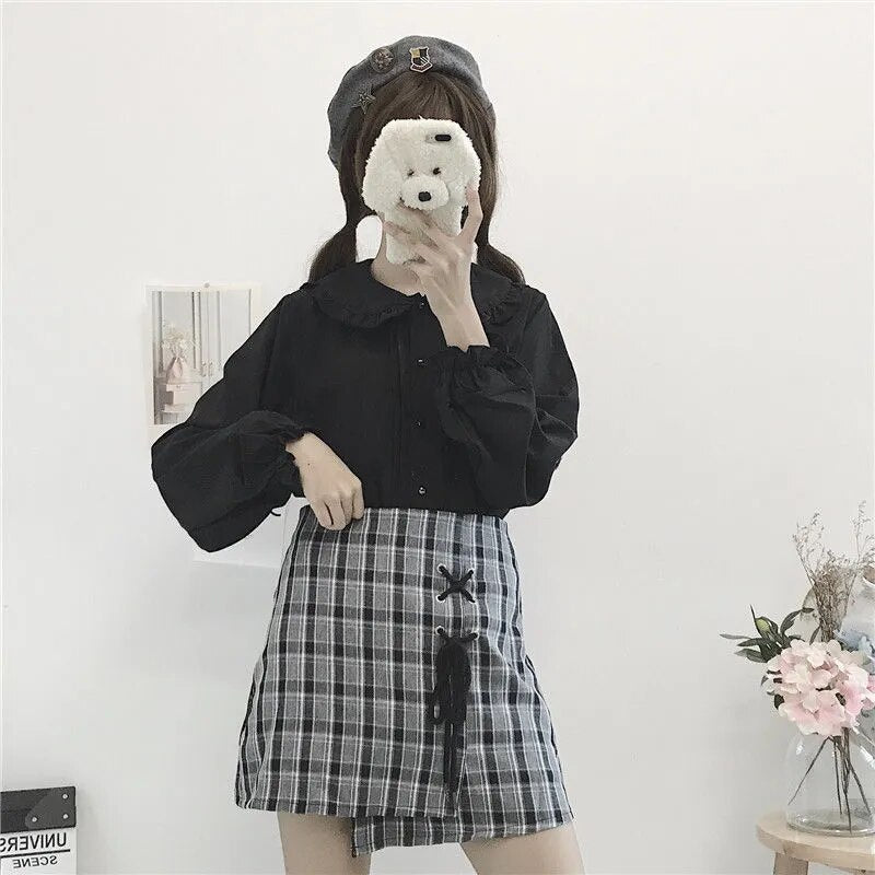 Kawaii Long Sleeve Peter Pan Collar Blouse