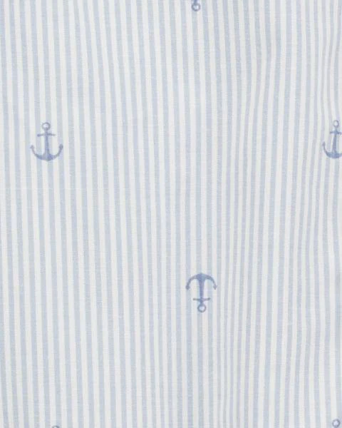 Oshkosh Anchor Print Button-Front Bodysuit with Suspender Shorts