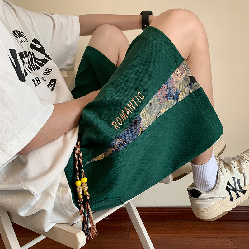 Embroidered casual shorts Oversized sports pants