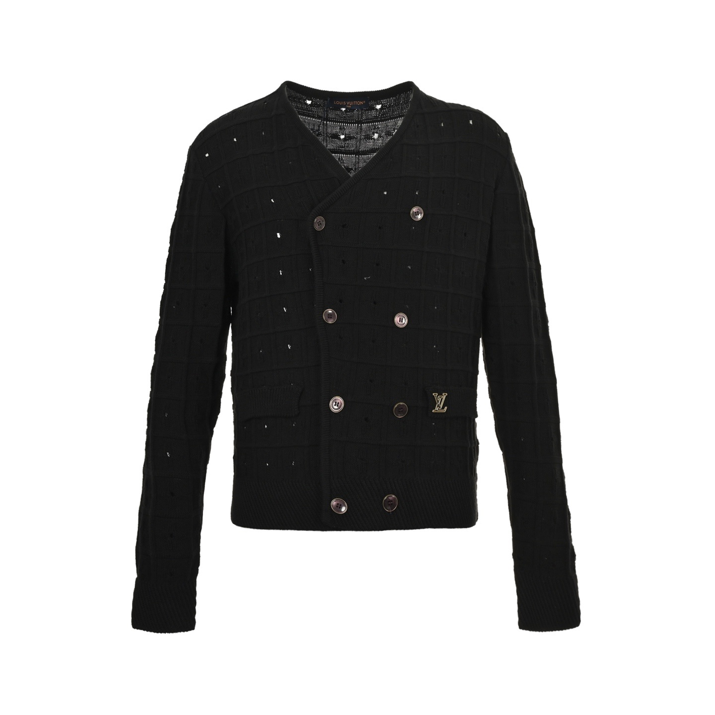 Louis Vuitton 25Fw openwork double-breasted knitted cardigan