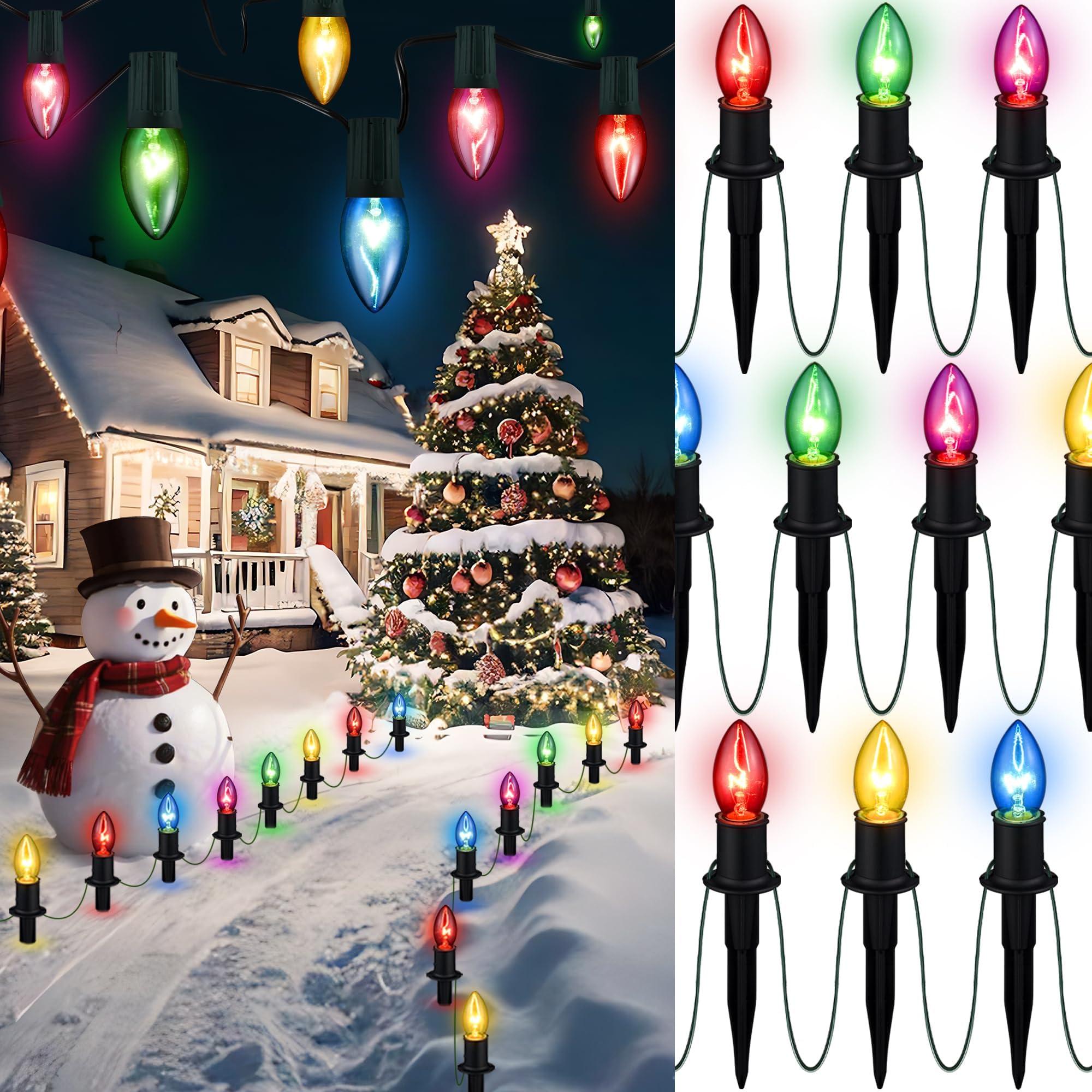 🎄 CHRISTMAS ON SALE 🔥  Solar Christmas Lights Outdoor 20 Pathway Lights