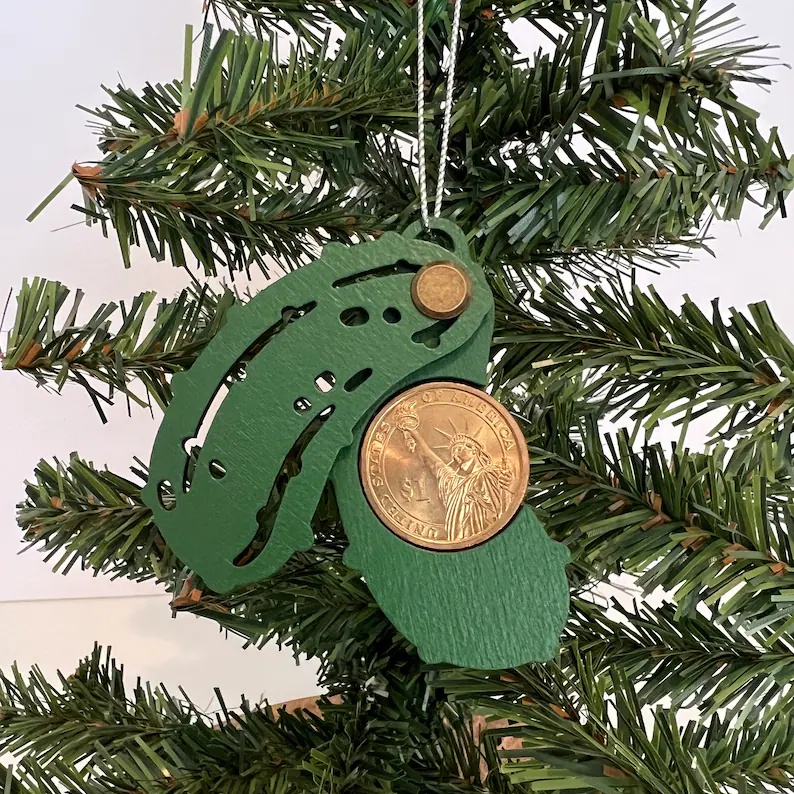 Dollar Coin Christmas Pickle Ornament - Hidden Ornament Gift