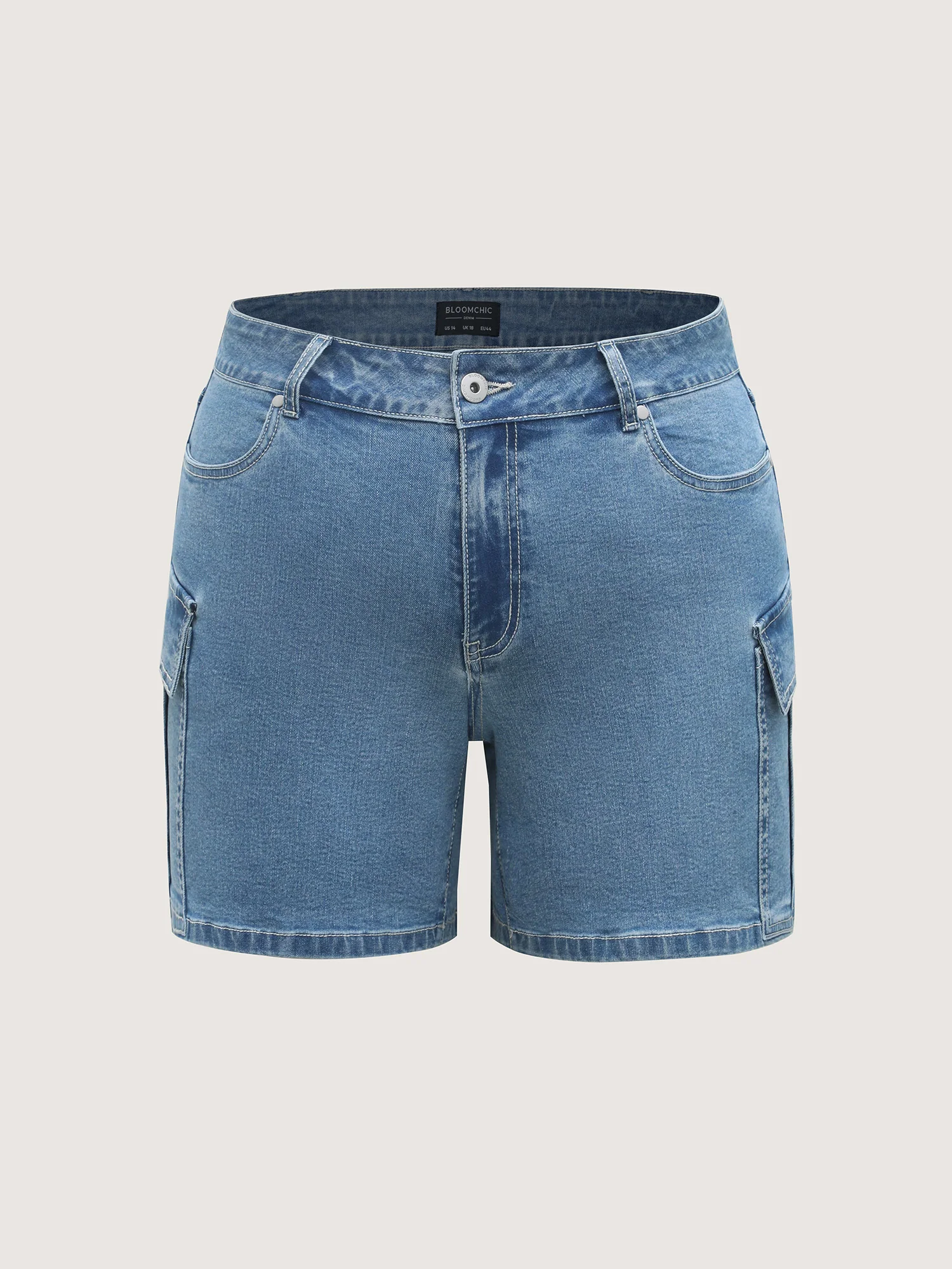 Side Pockets Wide-Leg Denim Shorts