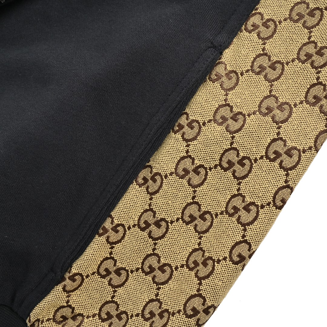 Gucci 24Fw monogram patchwork zip-up hooded jacket