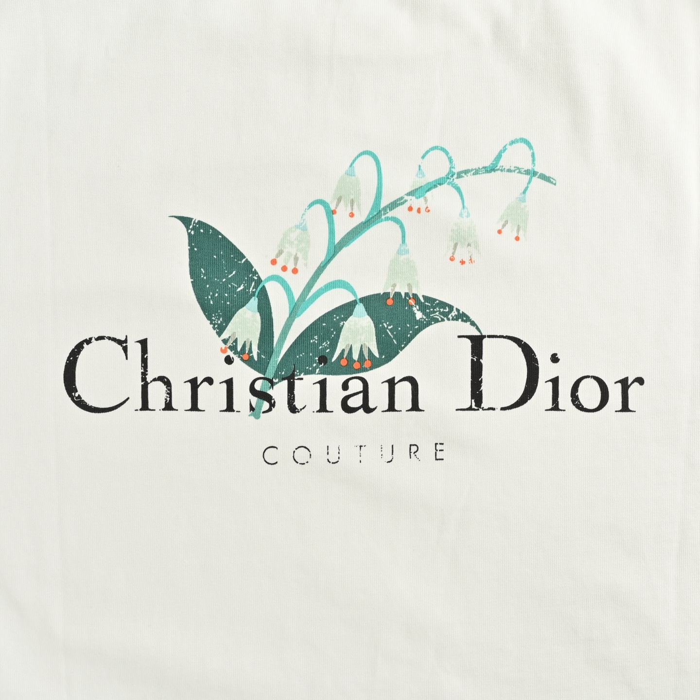 Dior 25ss lily of the valley print distressed ripped short-sleeve shirt