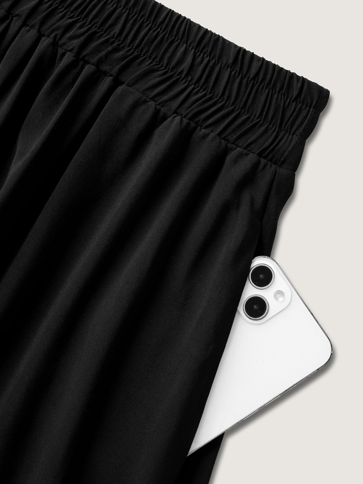 Shirred Lace Trim Pleated Midi Skirt