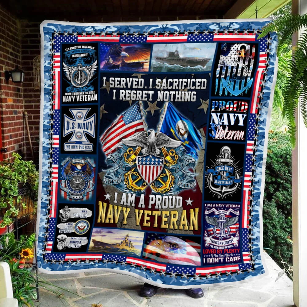 U.S. Navy I Am A Proud Navy Veteran Sofa Throw Blanket