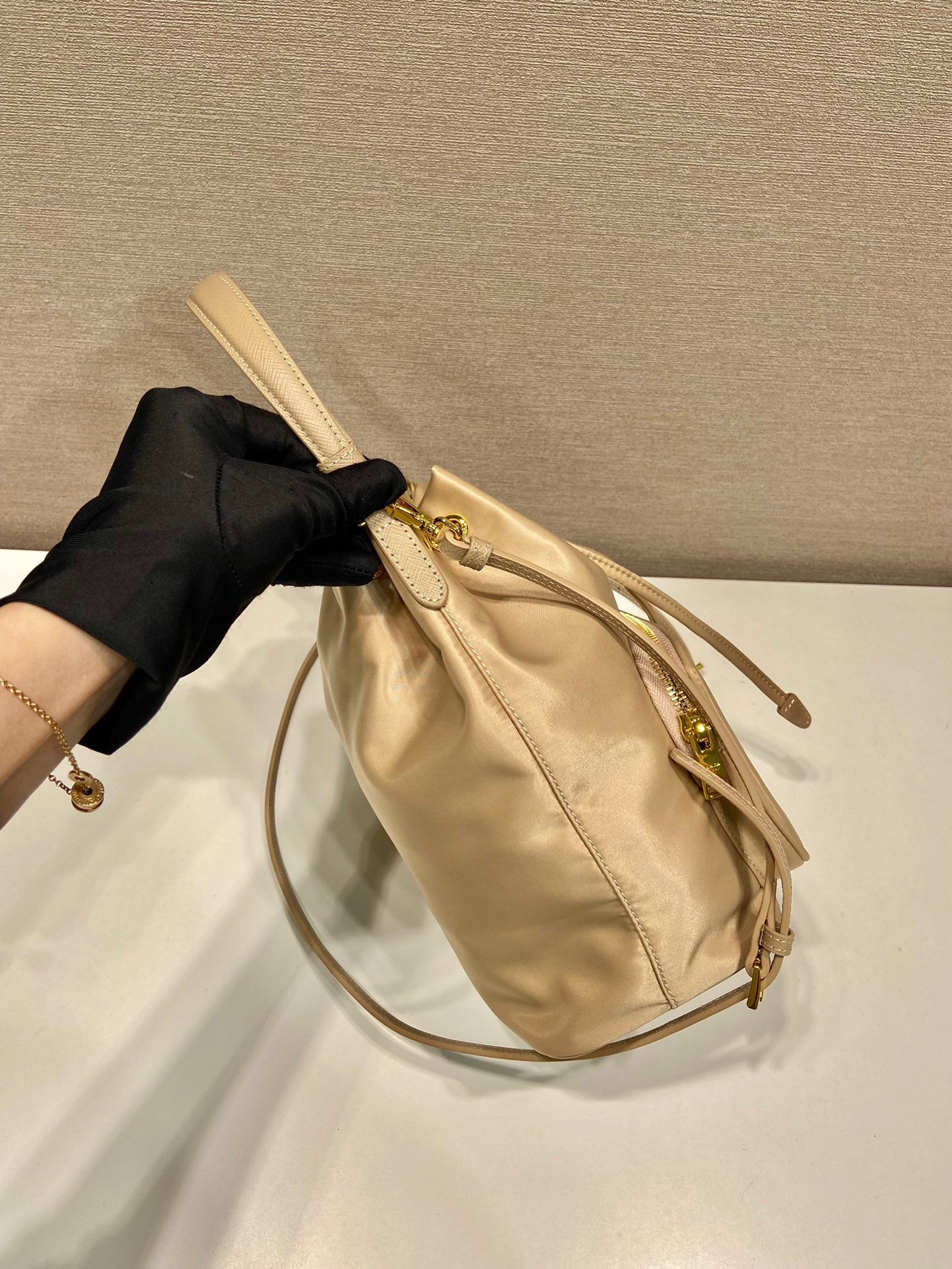 Prada Shiny Nylon Bucket Bag 1BH038