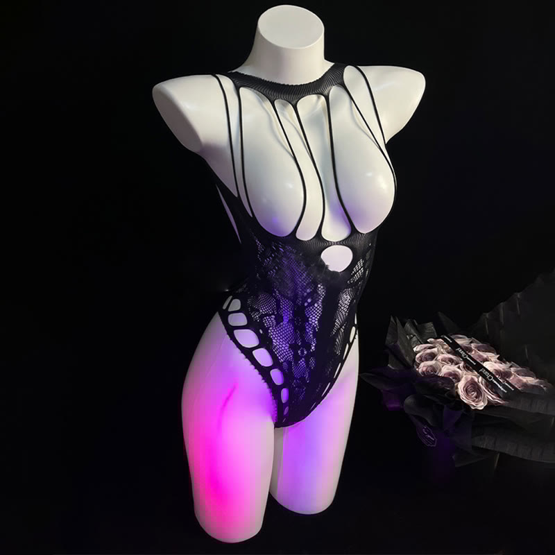 See-through Lace Hollow Out Jumpsuit Lingerie