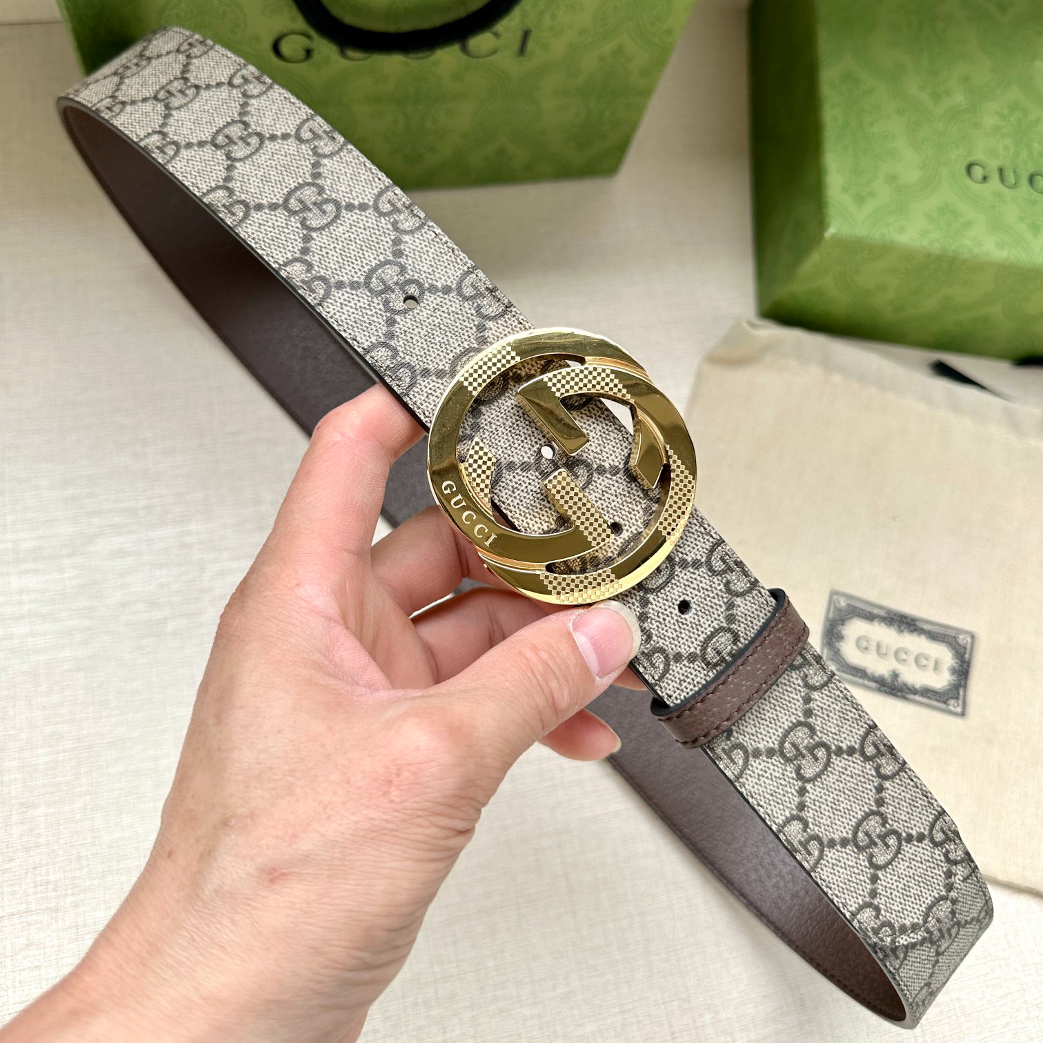 Gucci Marmont printed leather belt 3.8 cm wide