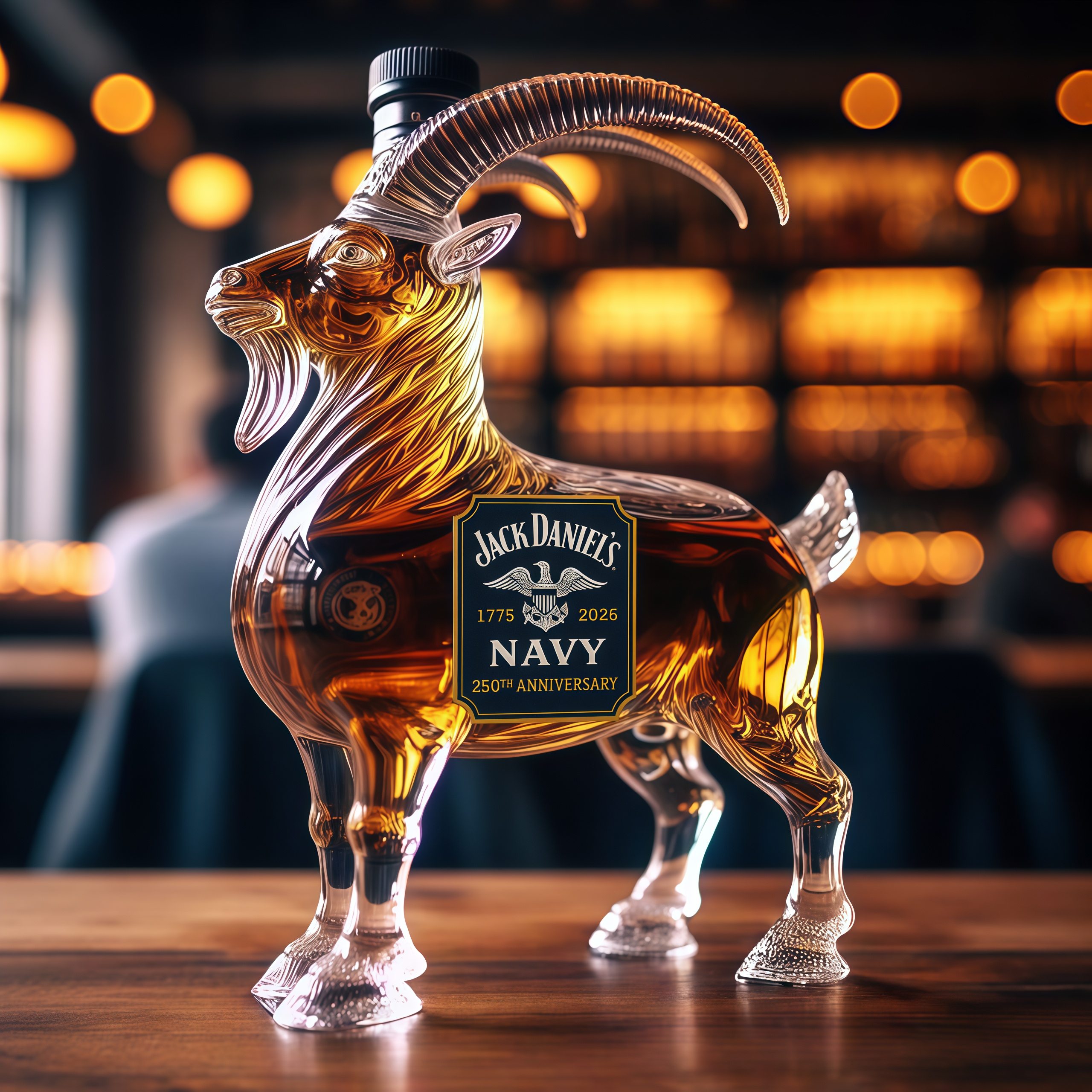 USN 250th Anniversary Goat Whiskey Bottle