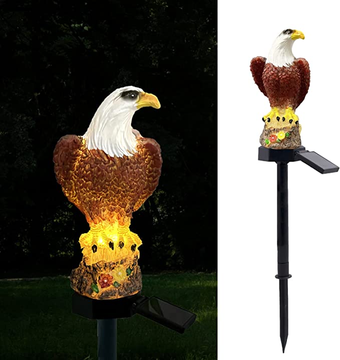 (🔥Last Day Promotion-SAVE 65% OFF)Resin Eagle Solar Power Waterproof LED Warm Lights With Pilings(2 PCS/SET)-BUY 2 GET 10% OFF & FREE SHIPPING