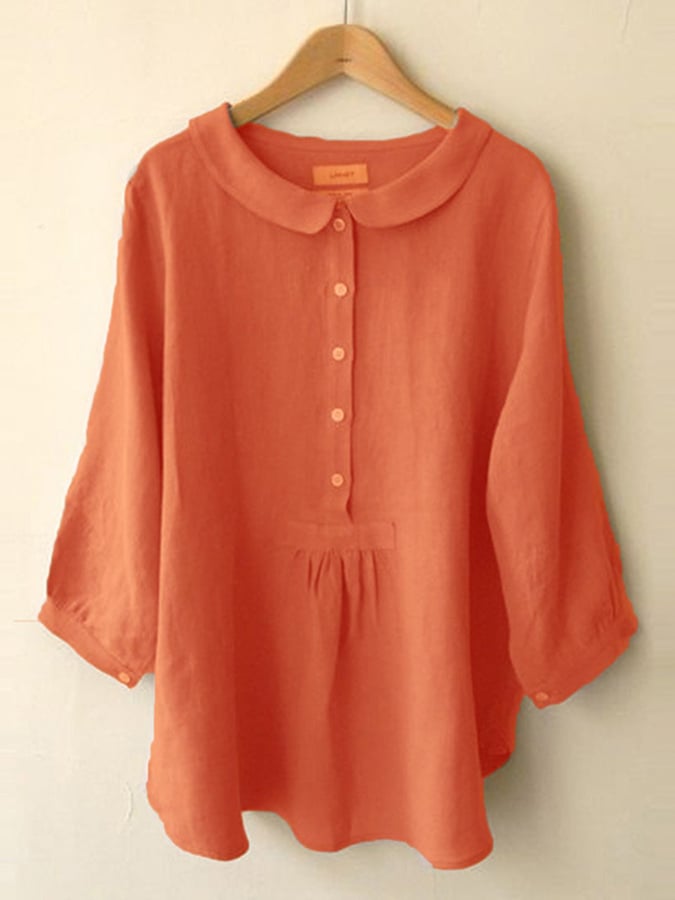 Women's Solid Color Lapel Loose Casual Shirt