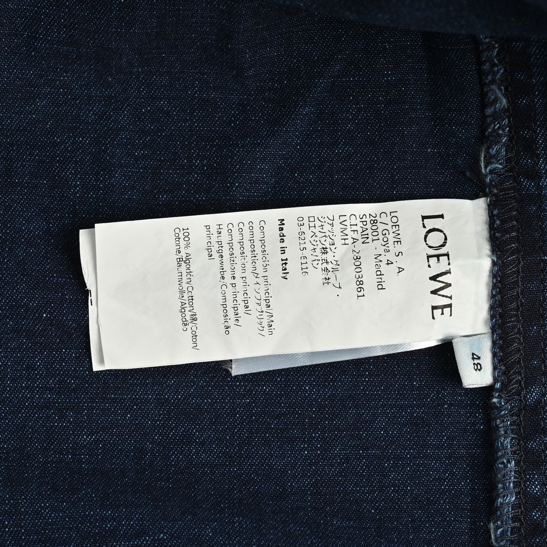 Loewe 24Fw denim shirt jacket with elbow embroidered logo