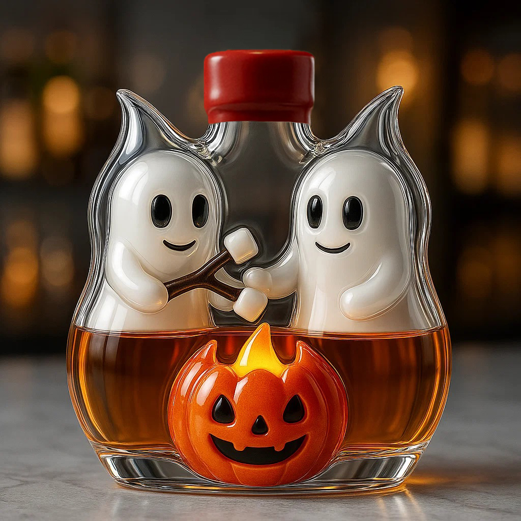 Halloween Ghost Campfire Gathering Limited Edition Whisky Bottle