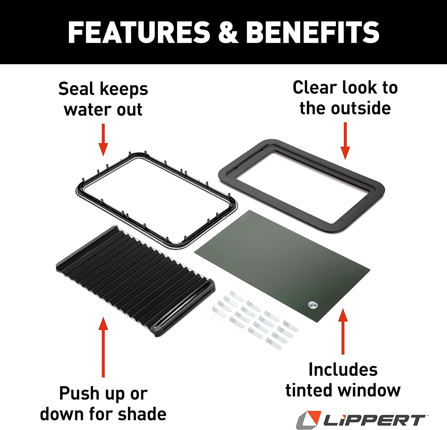 Lippert Components Thin Shade Complete Window Kit for RV Entry Doors