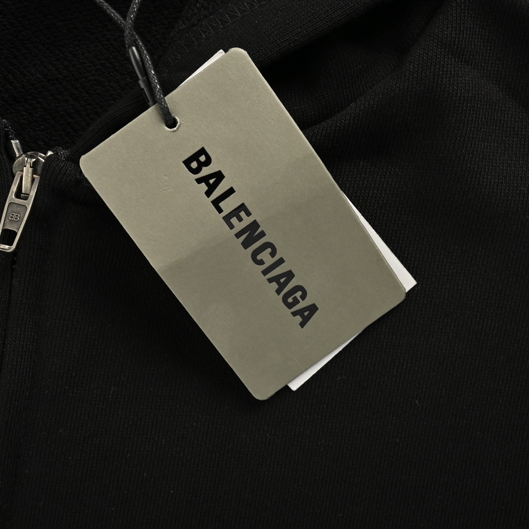 Balenciaga 24Fw hooded double-ring embroidered zippered sweatshirt jacket