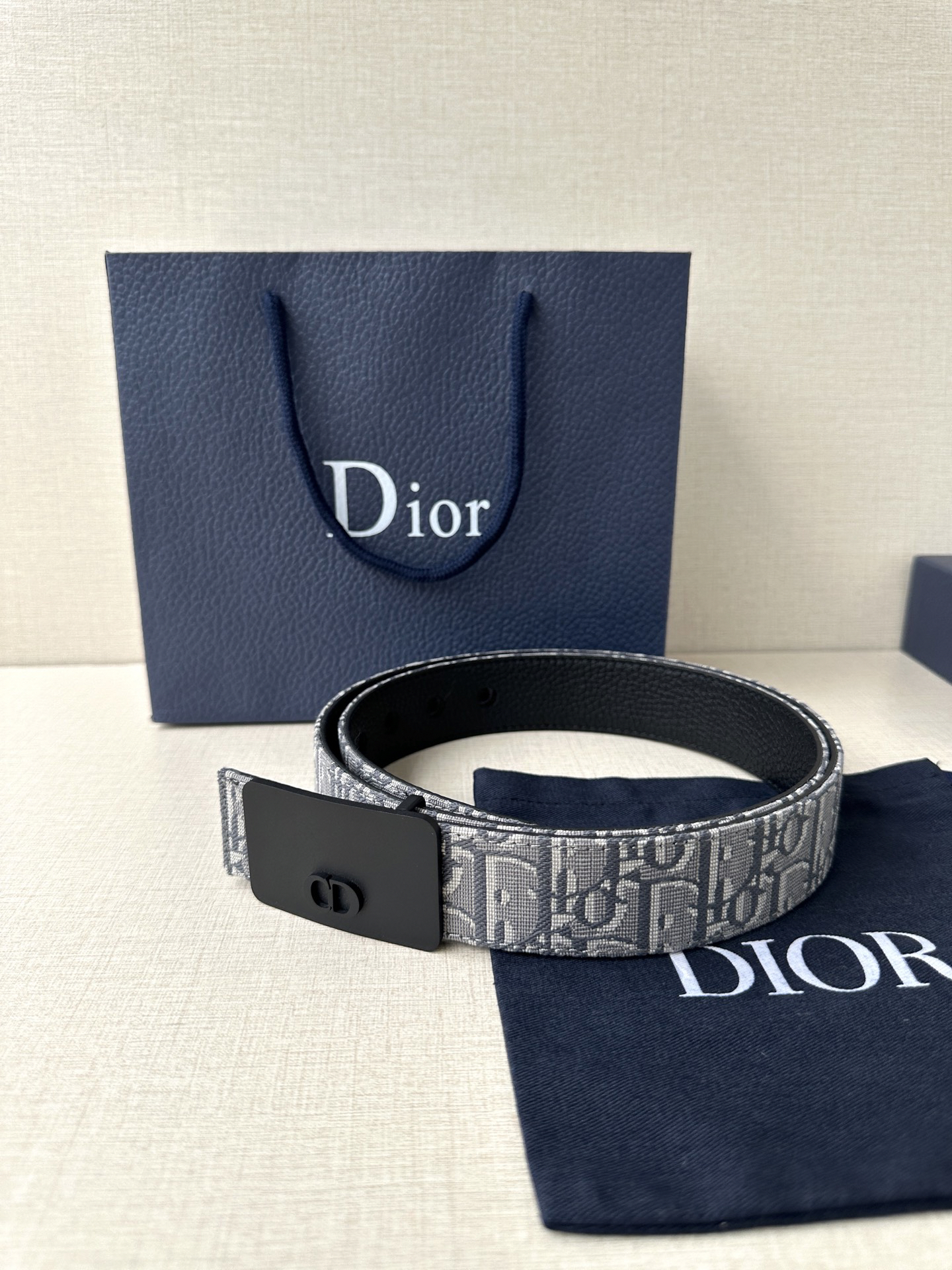 Dior square buckle leather belt 3.5CM wide