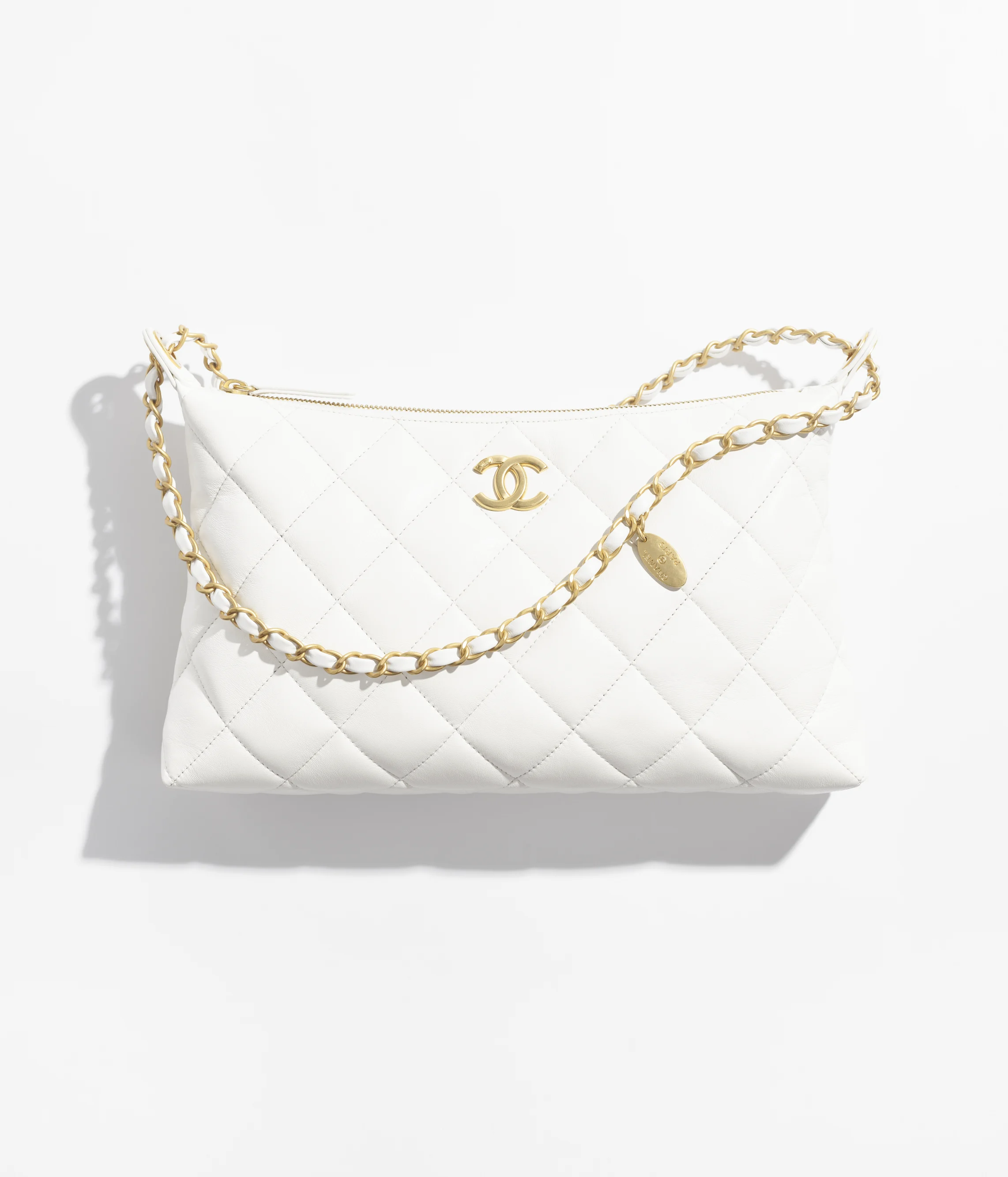 Chanel Large Hobo Bag Shiny Lambskin & Gold-Tone Metal White AS5498-B20294-10601