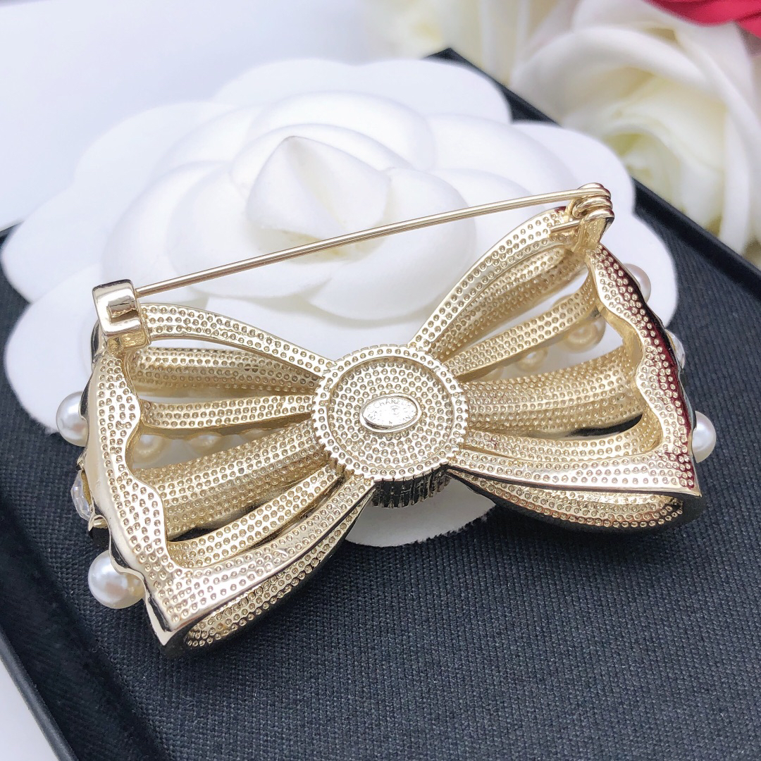 Chanel Pearl and Diamond Double C Brooch