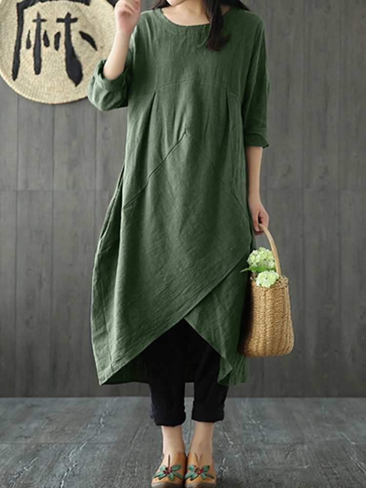 Cross Slit Bottom Cocoon Maxi Dress