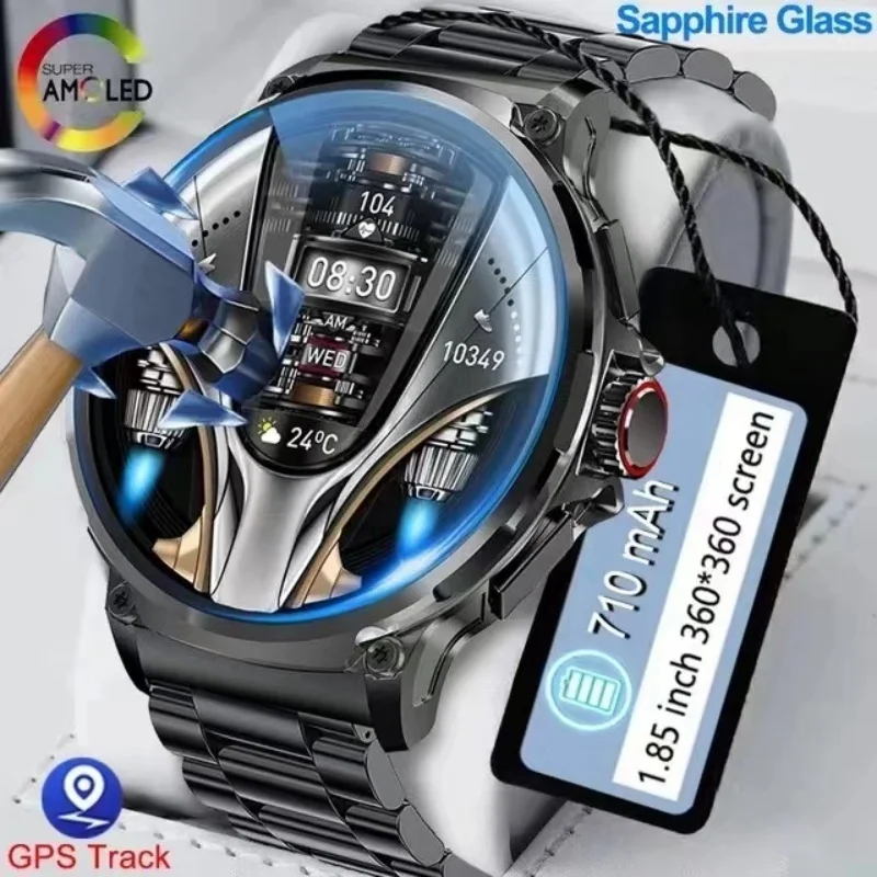 New men's smartwatch AMOLED Bluetooth Talk 1.85-inch full screen touch 710mah large capacity battery waterproof men's smartwatch