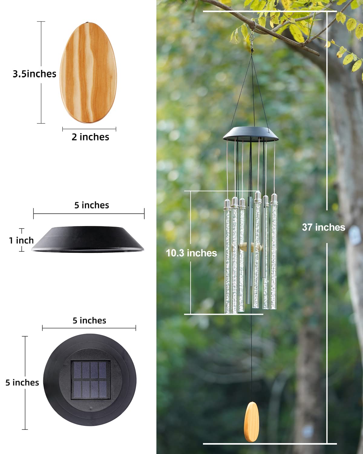 🔥ON SALE - 50% OFF🔥Solar Wind Chimes 6 Color‑Changing LED Bars (37