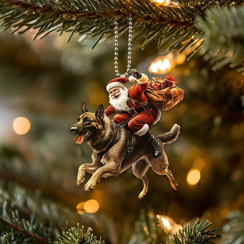 Santa and Animal Ornament