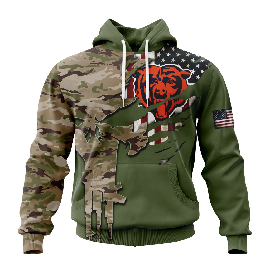 CHICAGO BEARS 3D HOODIE VETERANS DAY
