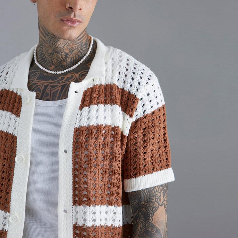 Men's Knitted Button-up Shirt