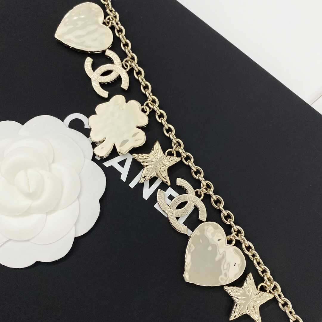 CHAN 24 multi-element black gold lava double-layer chain waist necklace